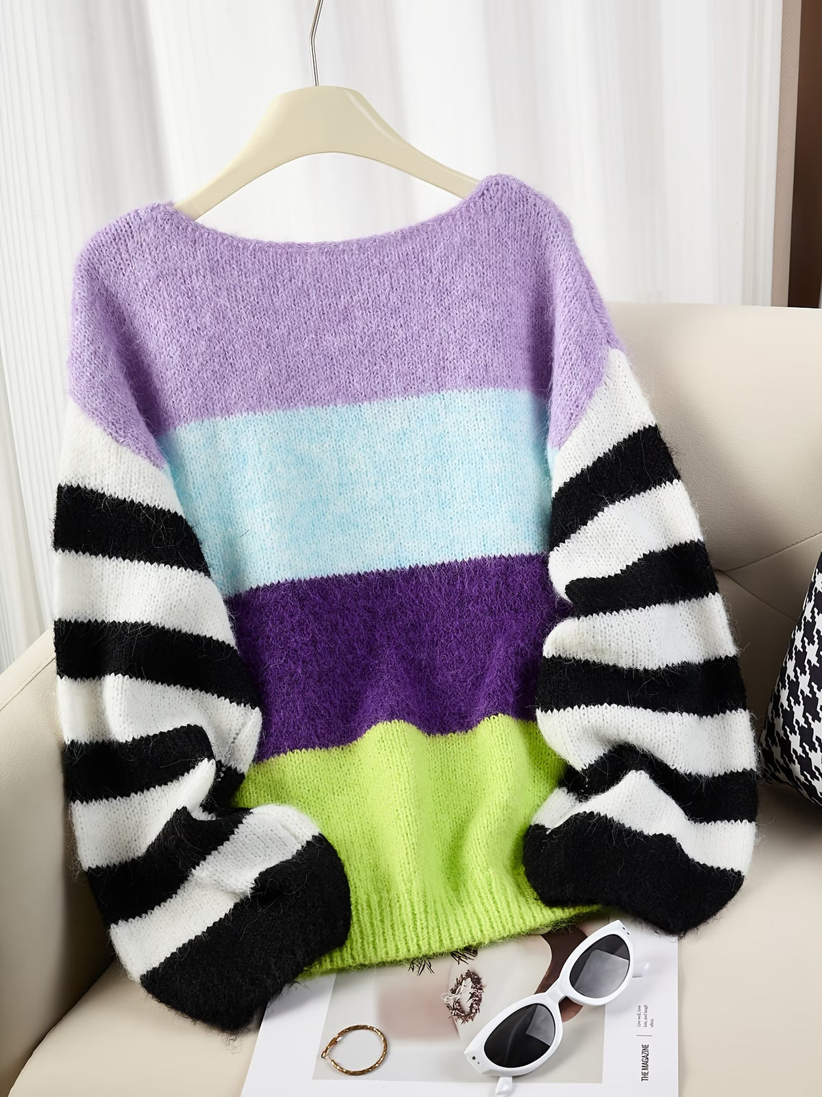 Fresh Color-Block Sweater for Women