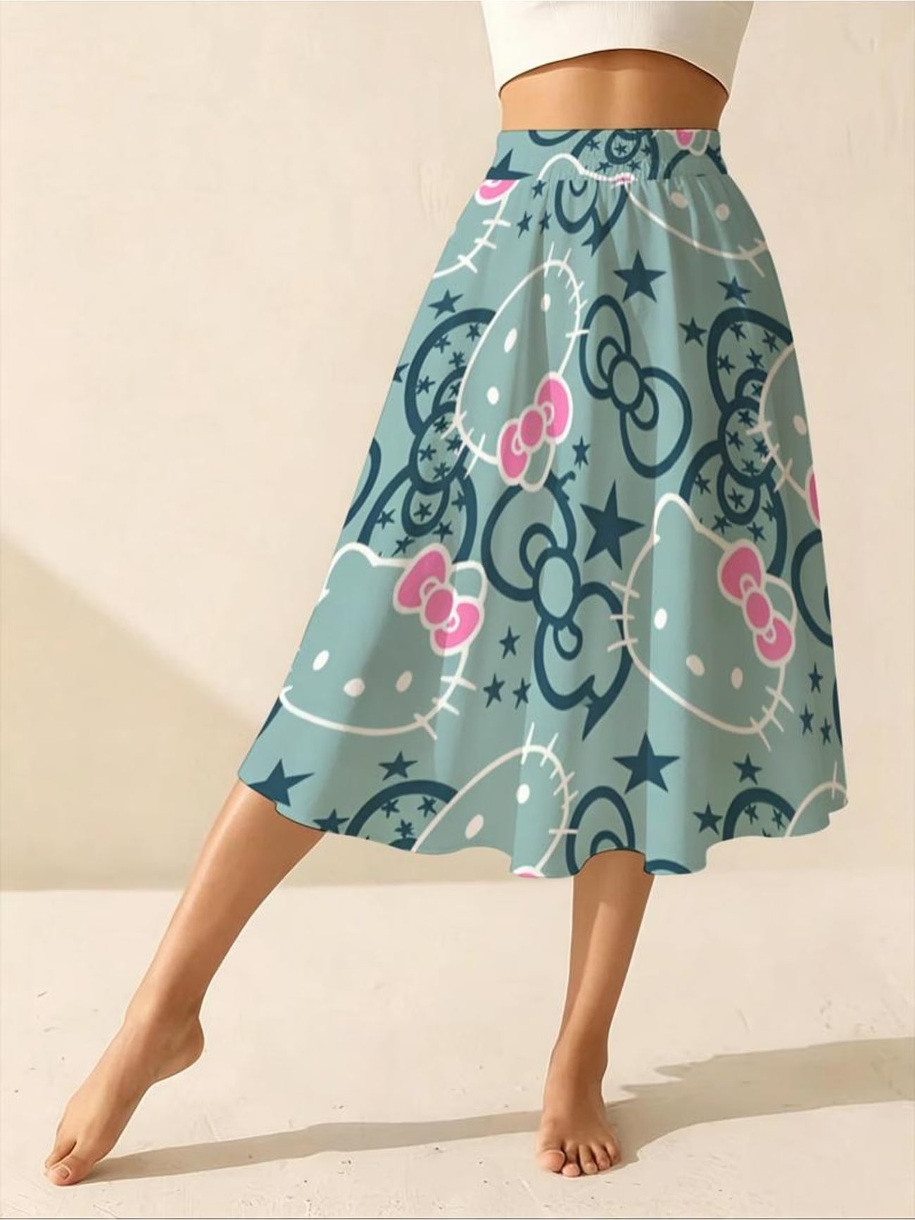 Women's Hello Kitty Printed Midi Skirt