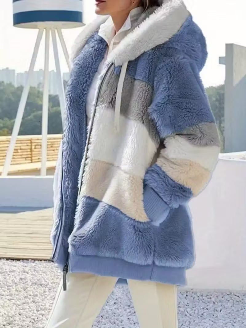 Women's Oversized Plush Flocking Jacket