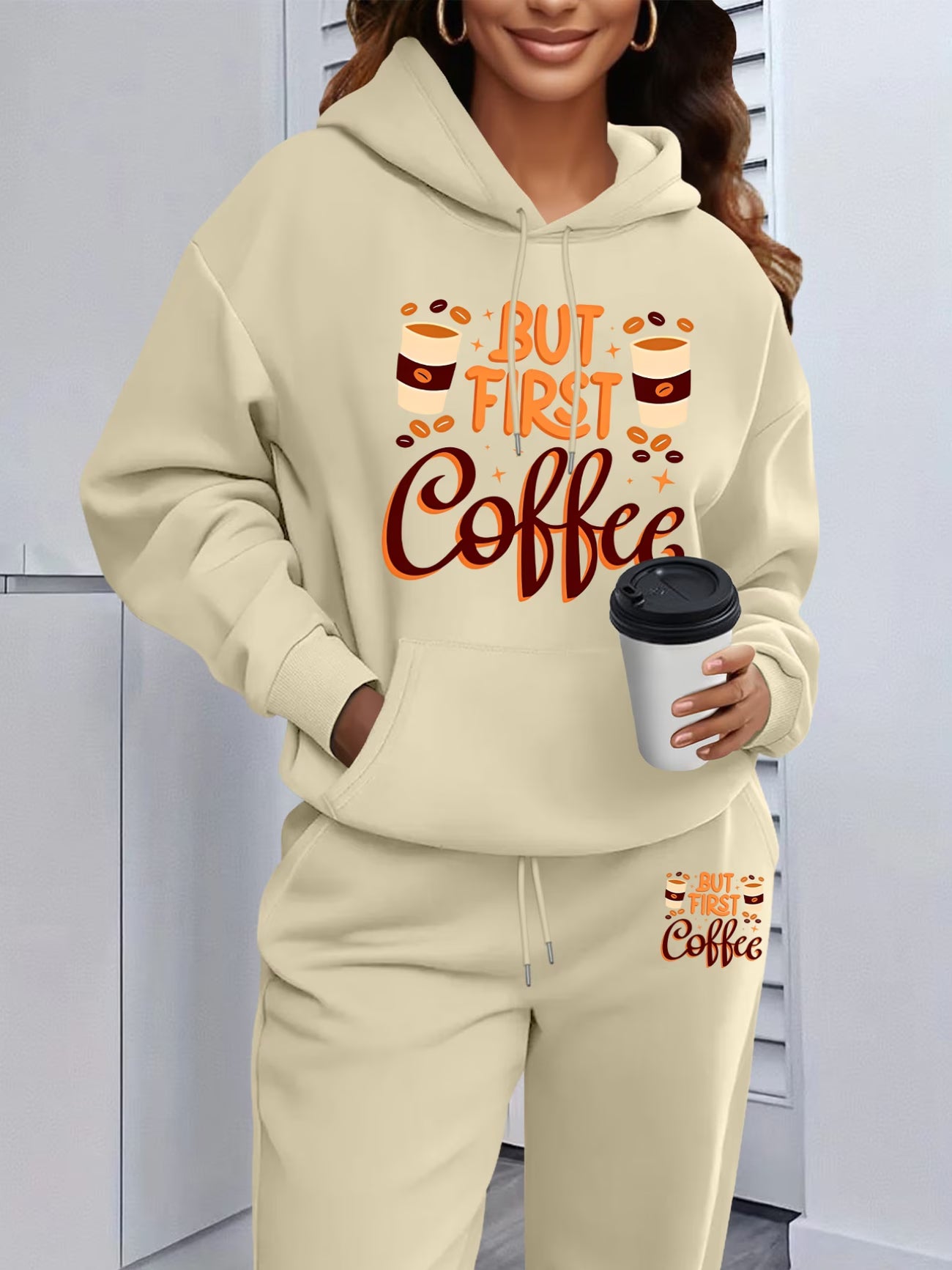 But First Coffee Hooded Sweatshirt & Sweatpants Set