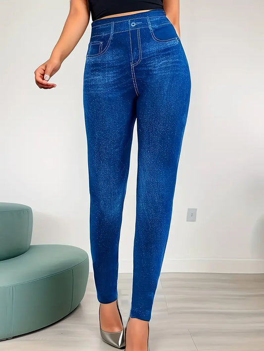 Imitation Denim Leggings Casual