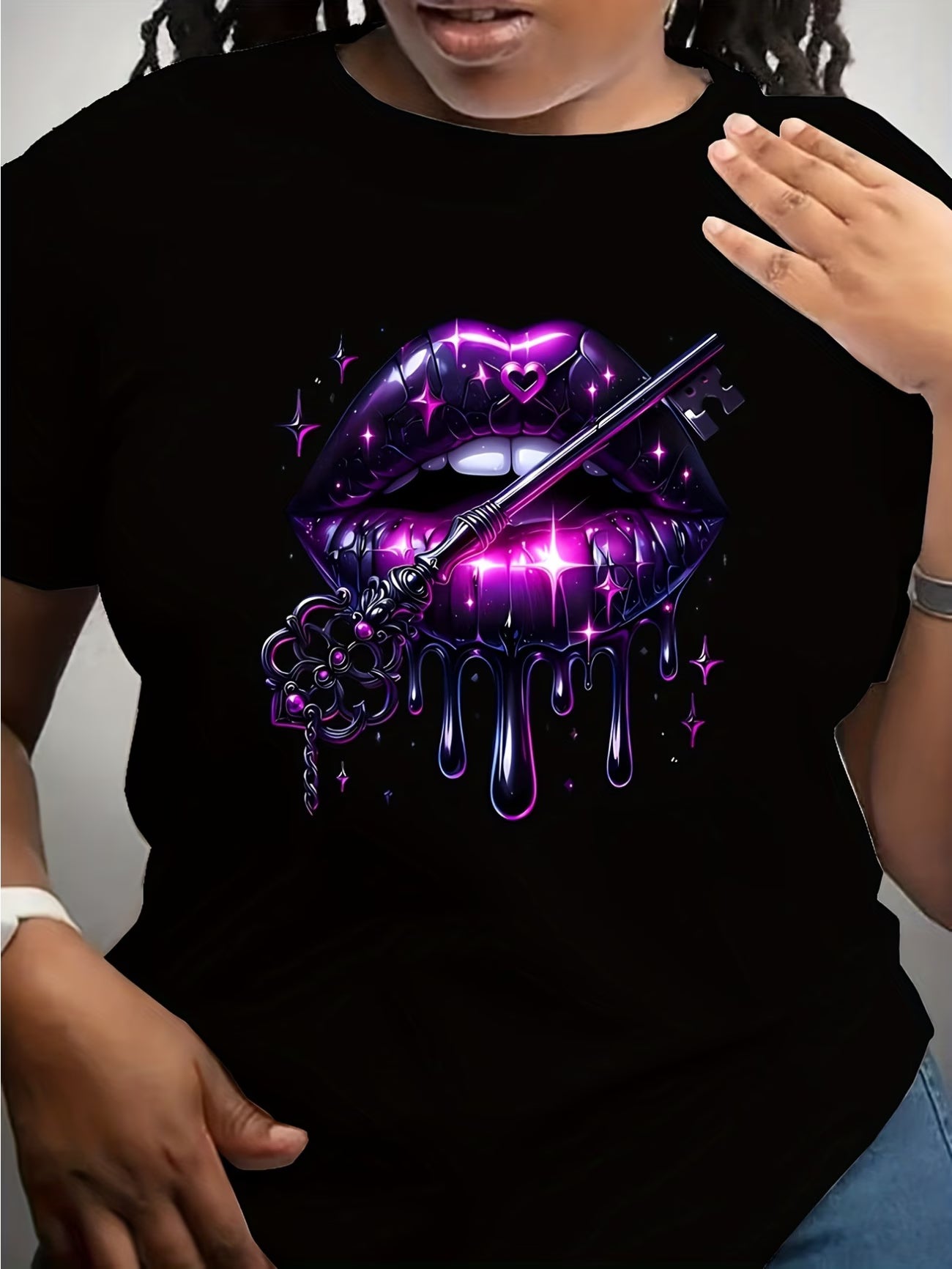 Women'S Purple Crew Neck T-Shirt