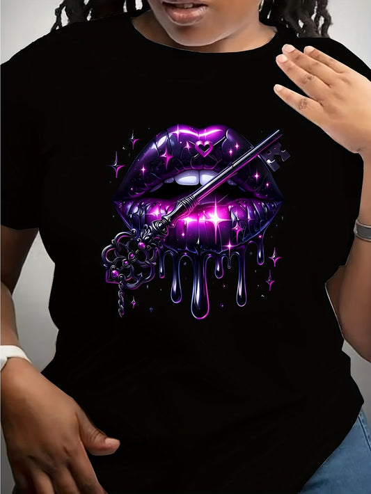 Women'S Purple Crew Neck T-Shirt