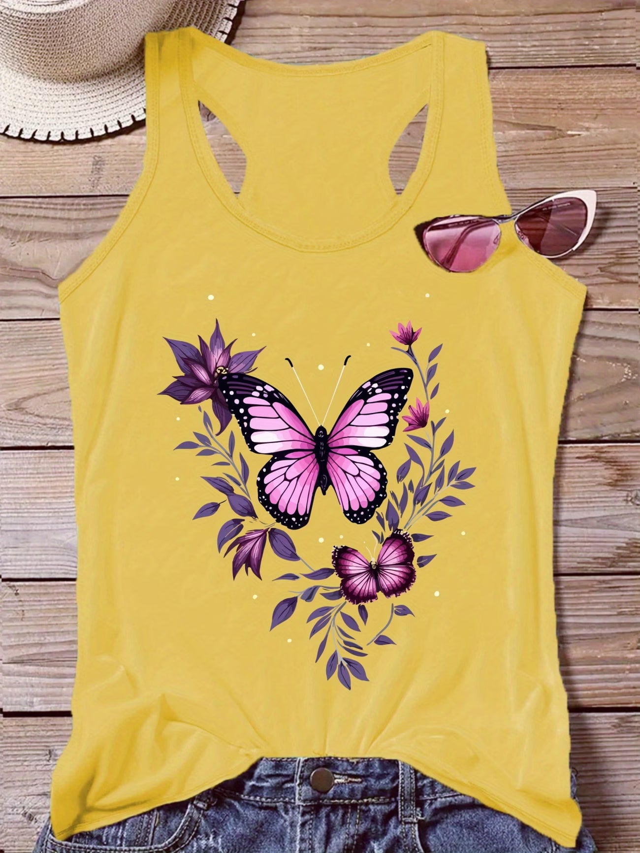 Floral Butterfly Tank Top | Curve Collection