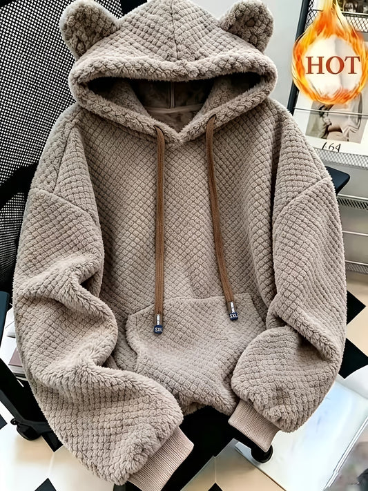 Women's Soft Plush Drawstring Hoodie with Pocket