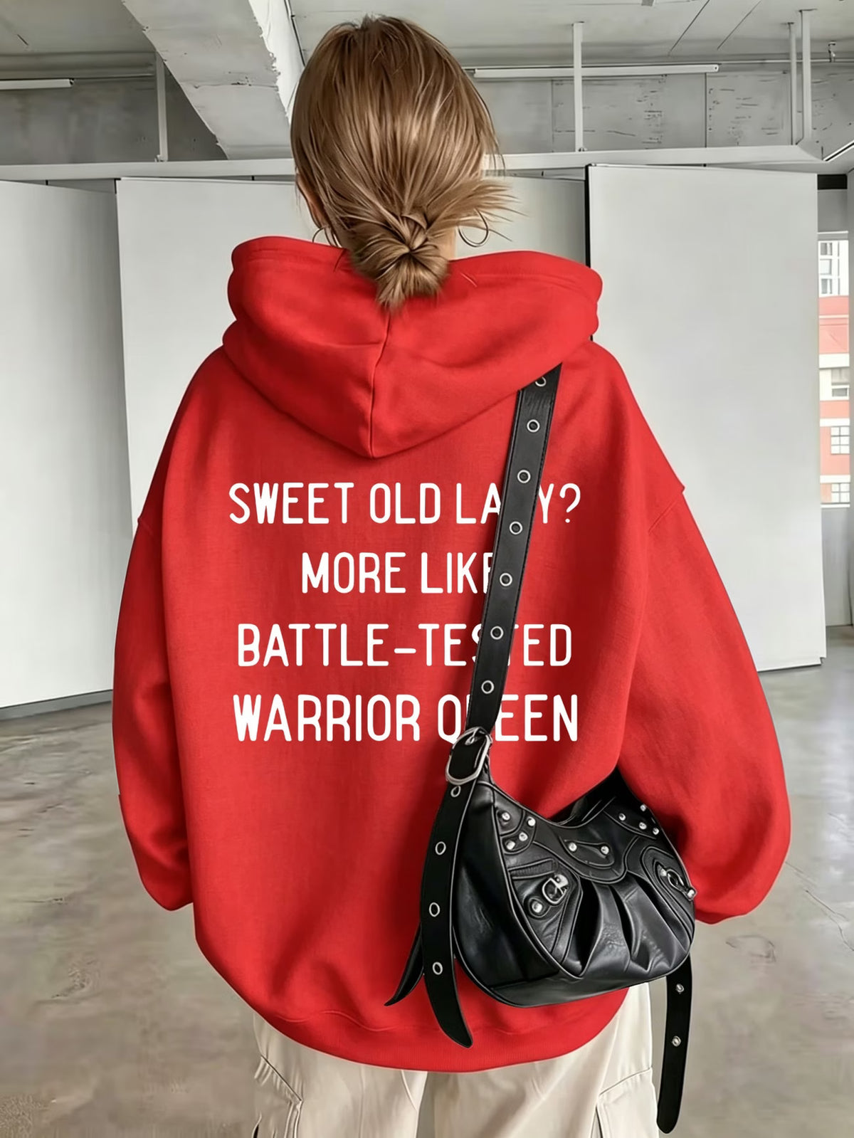Ladies Bold Back Slogan Pullover Hoodie