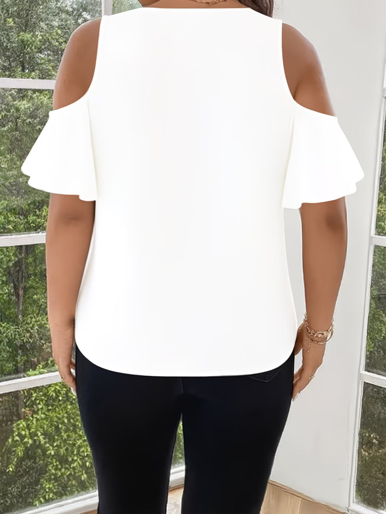 Off-Shoulder Batwing Sleeve Short Sleeve cowboy print top