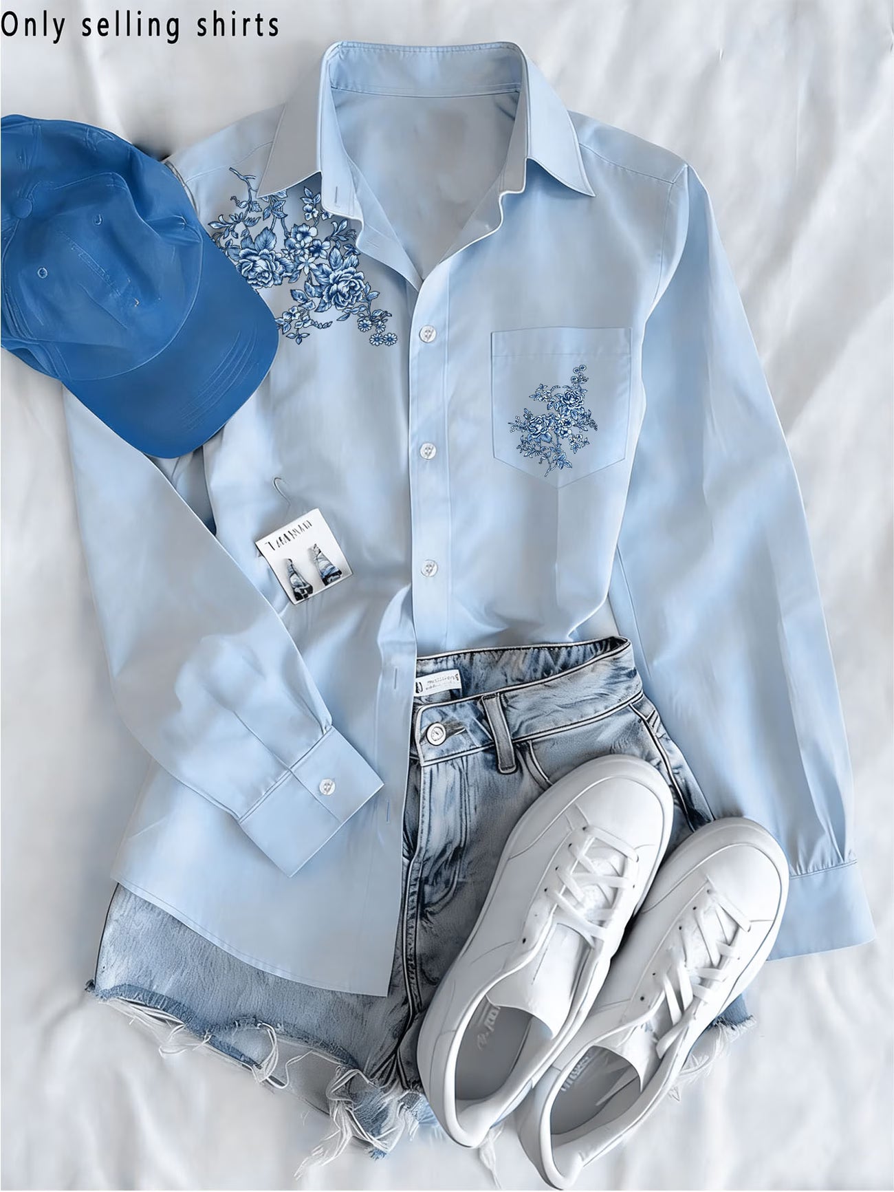 Relaxed Long-Sleeve Shirt with Button Collar and Pockets