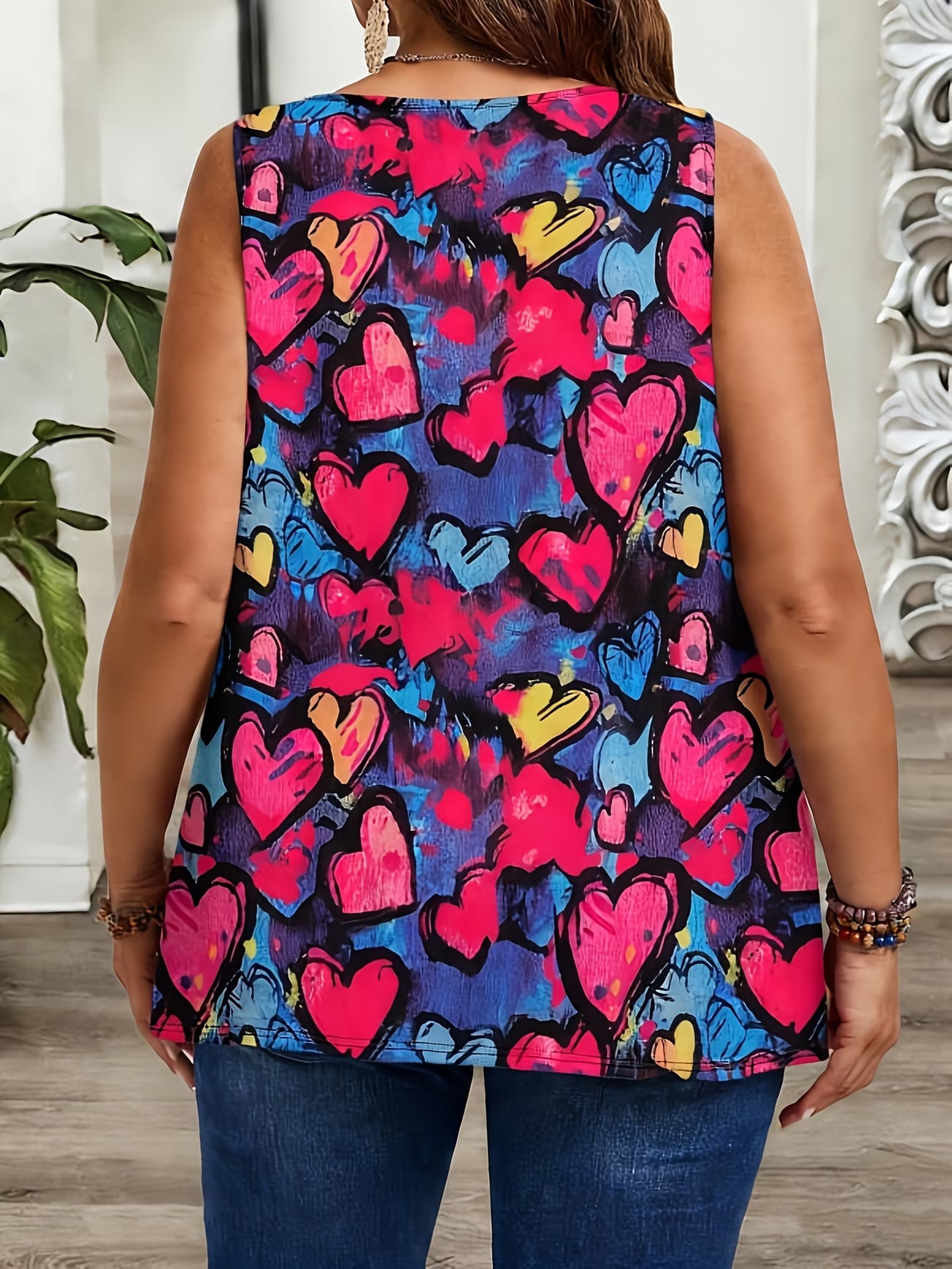 Plus Size Women's Printed Sleeveless Tank Top