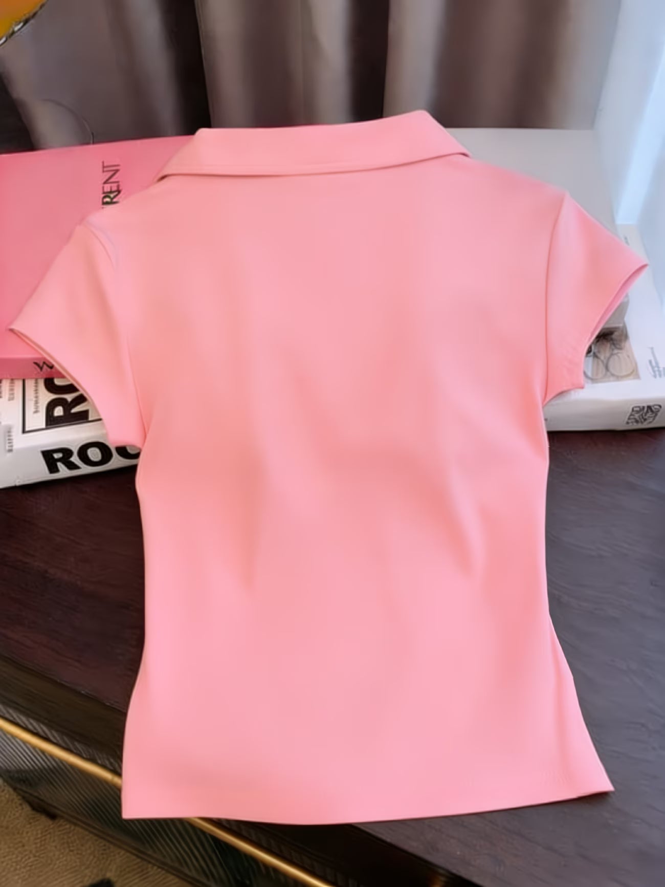 Eyelash Trim Slim Fit Polo Shirt — Feminine Fashion Top