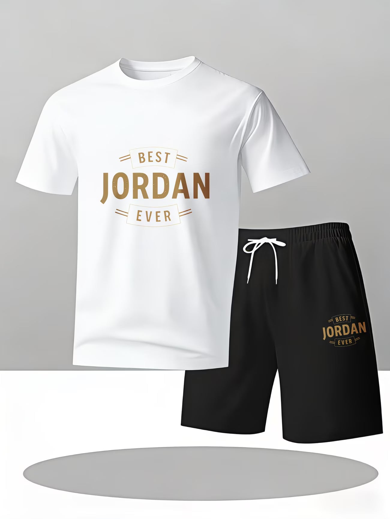 Men's Casual Sporty Matching Set – 'Best Ever' Slogan Print T-Shirt & Shorts