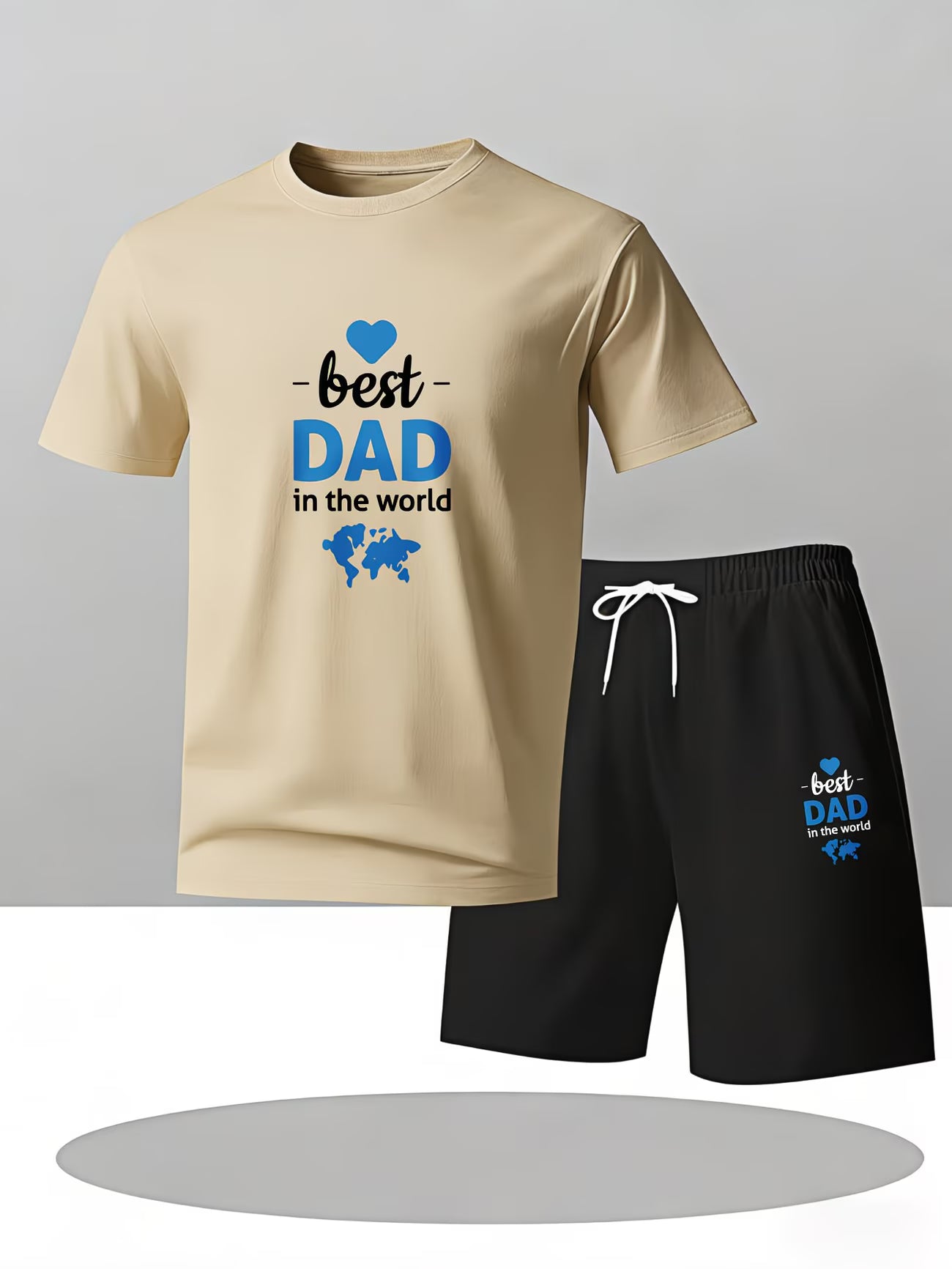 Men's 'Best Dad In The World' Slogan T-Shirt & Shorts Set
