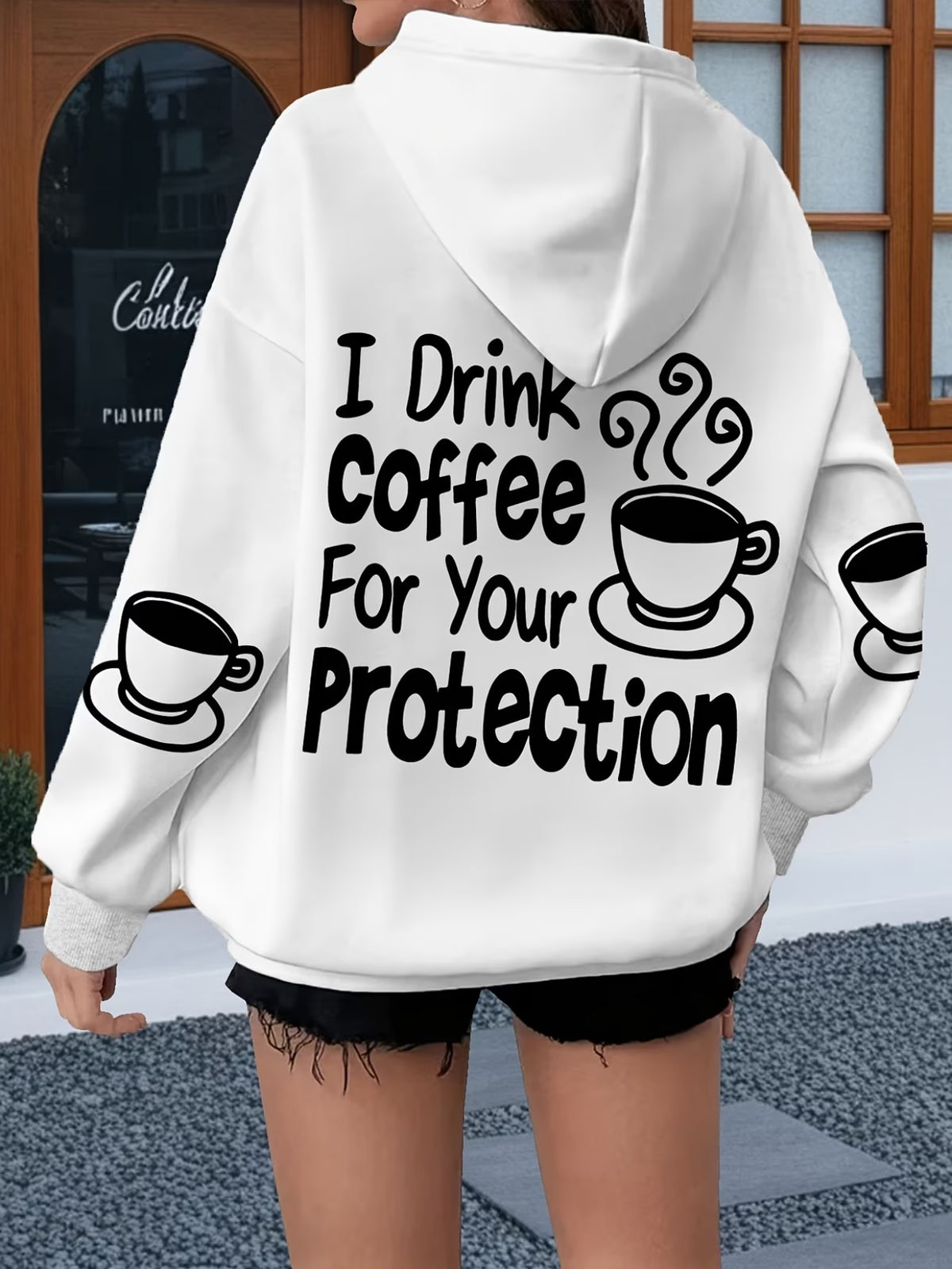 Ladies Coffee Lovers Graphic Pullover Hoodie