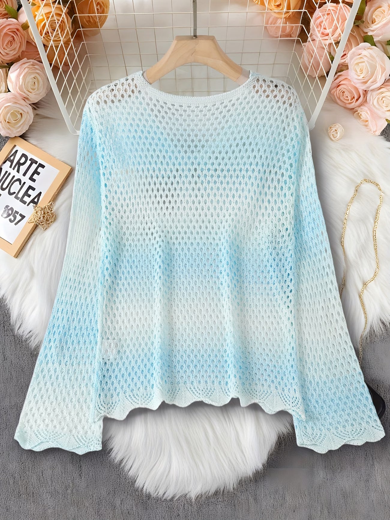 Summer Gradient Hollow-Out Thin Breathable Bolero