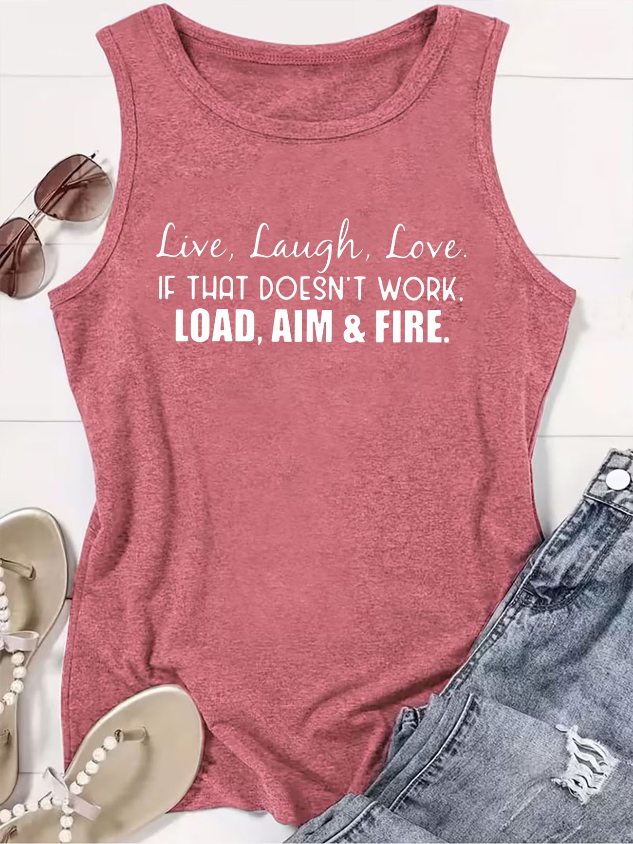 Women's Live Laugh Love Sleeveless Tank Top | Funny Slogan Vest