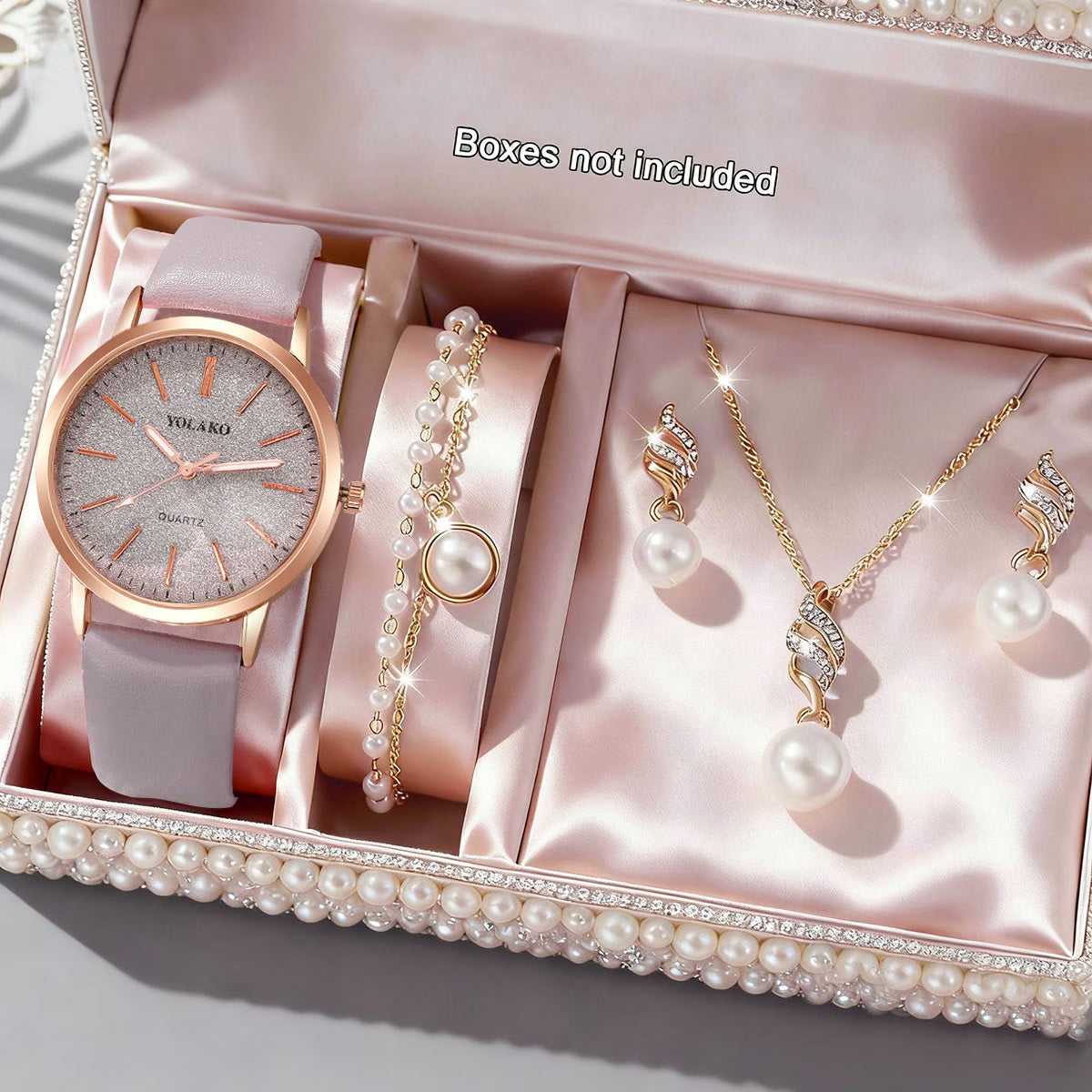 5pcs Elegant Women's Watch & Jewellery Gift Set