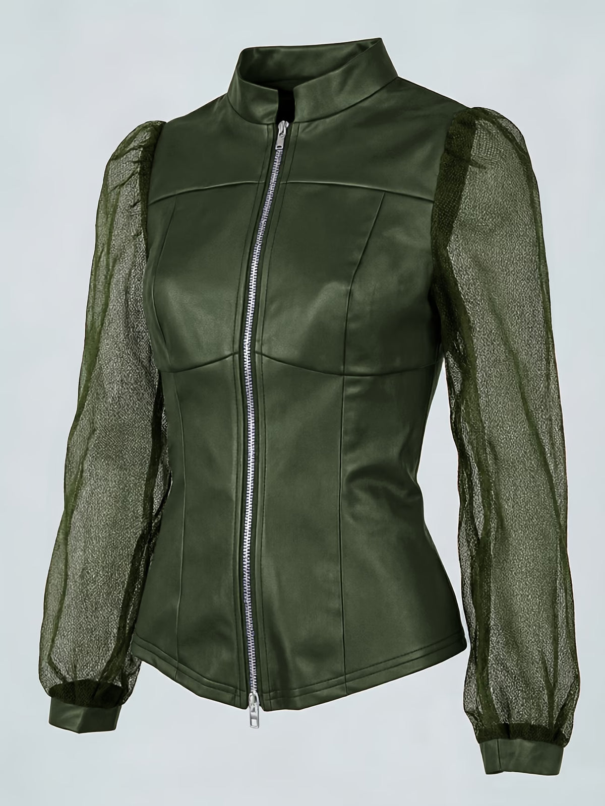 Mesh Patchwork Long Sleeve Slim Jacket