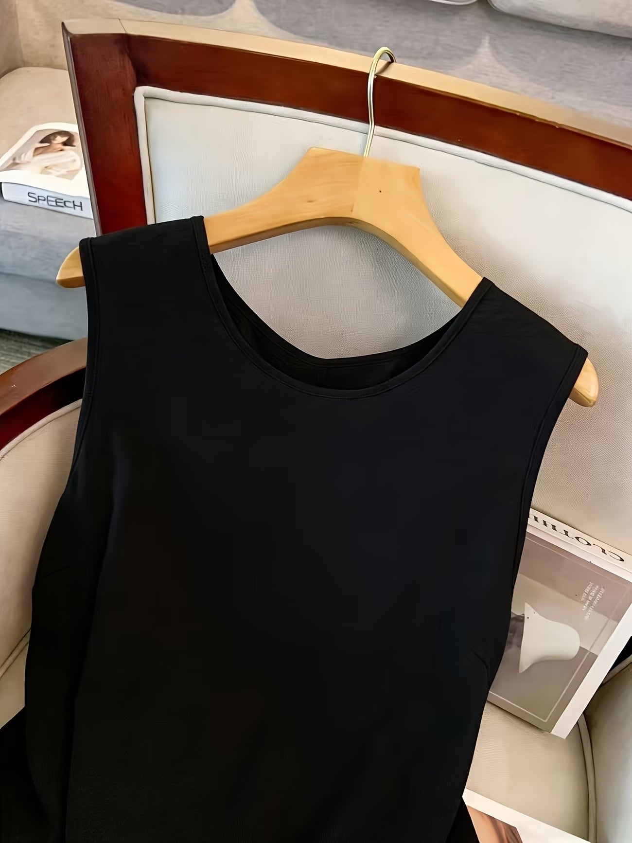 Women's Lace Trim Patchwork Sleeveless Blouse — Round Neck Vest Top