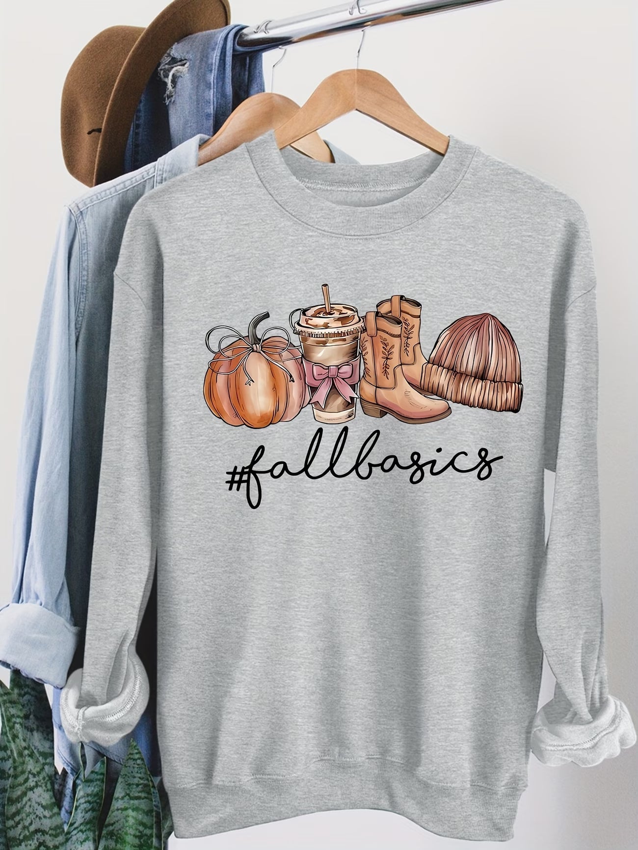 Women's Pumpkin Milk Tea Retro Print Sweatshirt