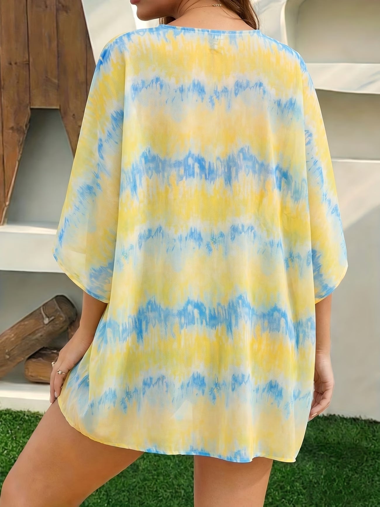 Women's Summer Tropical Floral Print Sheer Kimono Cover-Up – Lightweight