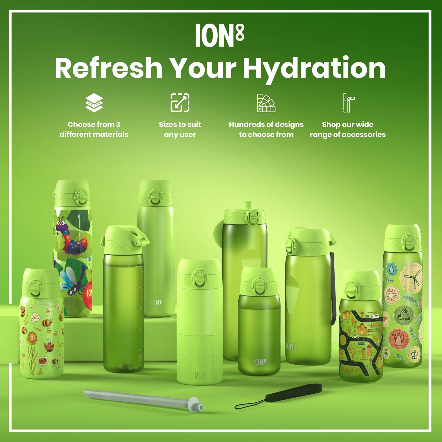 Leak Proof Kids Water Bottle, Recyclon, Cars, 350ml (12oz)
