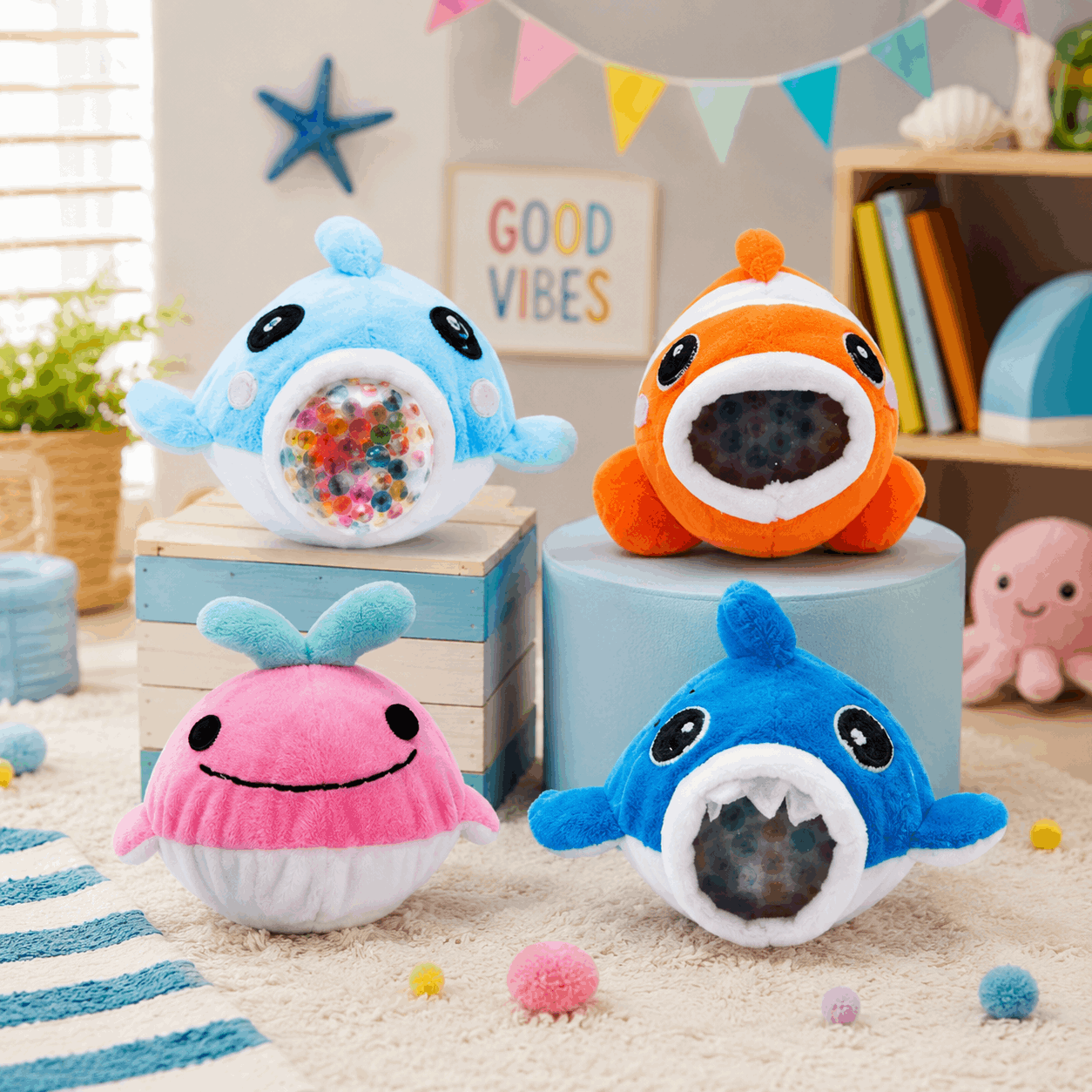 Sea Creature Squishy Stress Ball Toy | Ocean Sensory Squeeze Fidget & Plush Companion