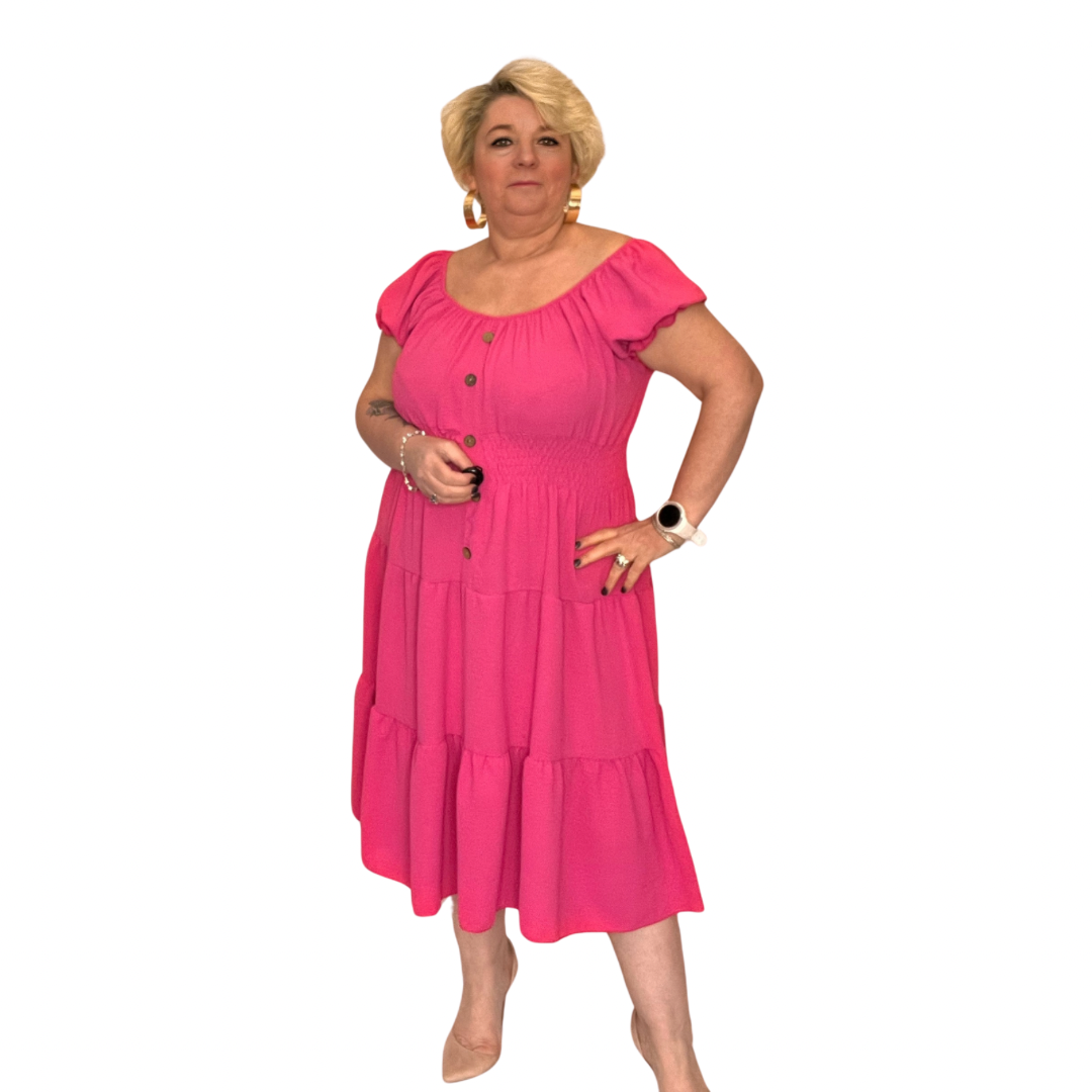 OFF SHOULDER FRILLED / LAYERED GYPSY DRESS