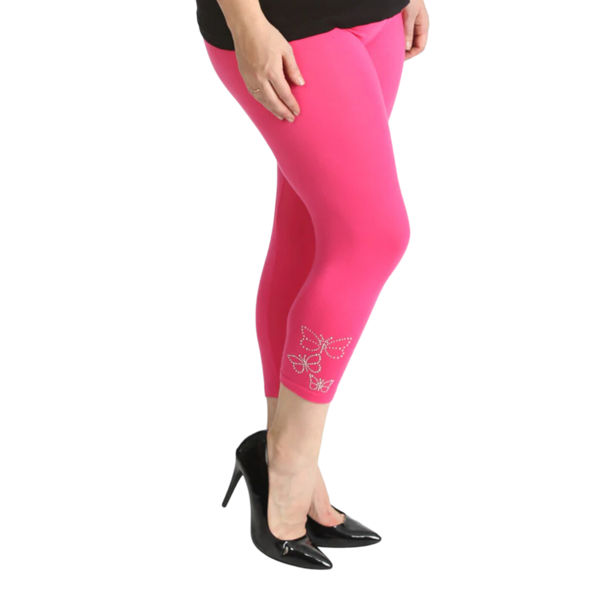 STUDDED BUTTERFLY 3/4 CAPRI LEGGINGS