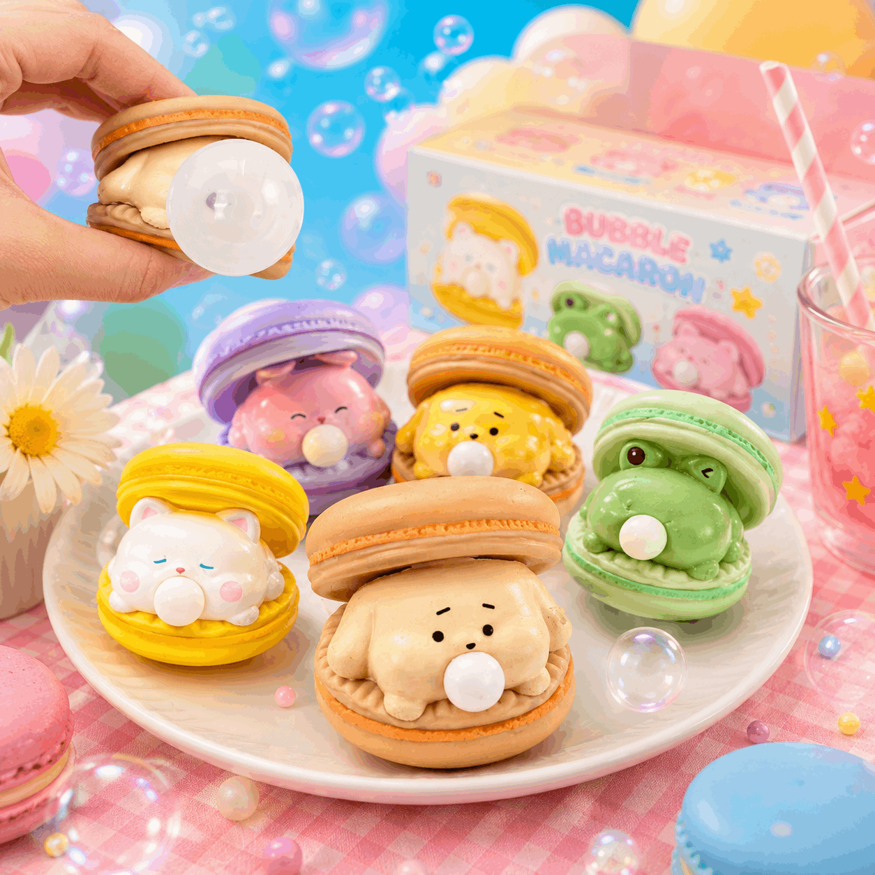 Cute Animal Bubble Macaron Fidget Toy | Squishy Stress Relief Squeeze Toy