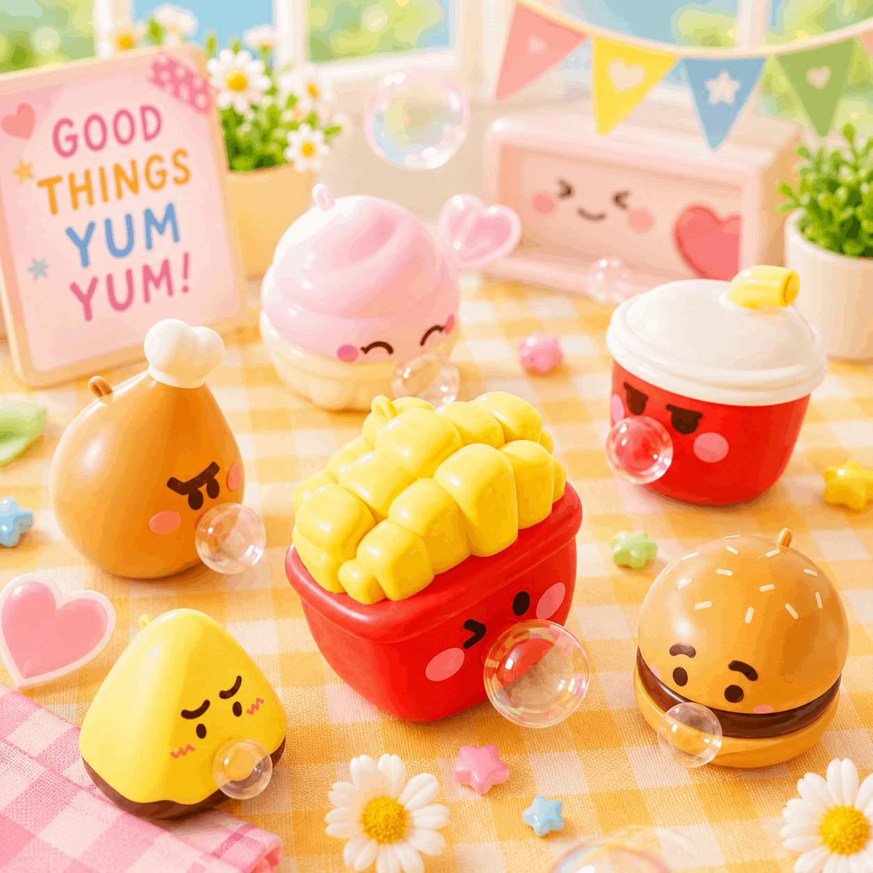 Cartoon Food Bubble Squeeze Fidget Toy | Cute Stress Relief Sensory Desk Ornament