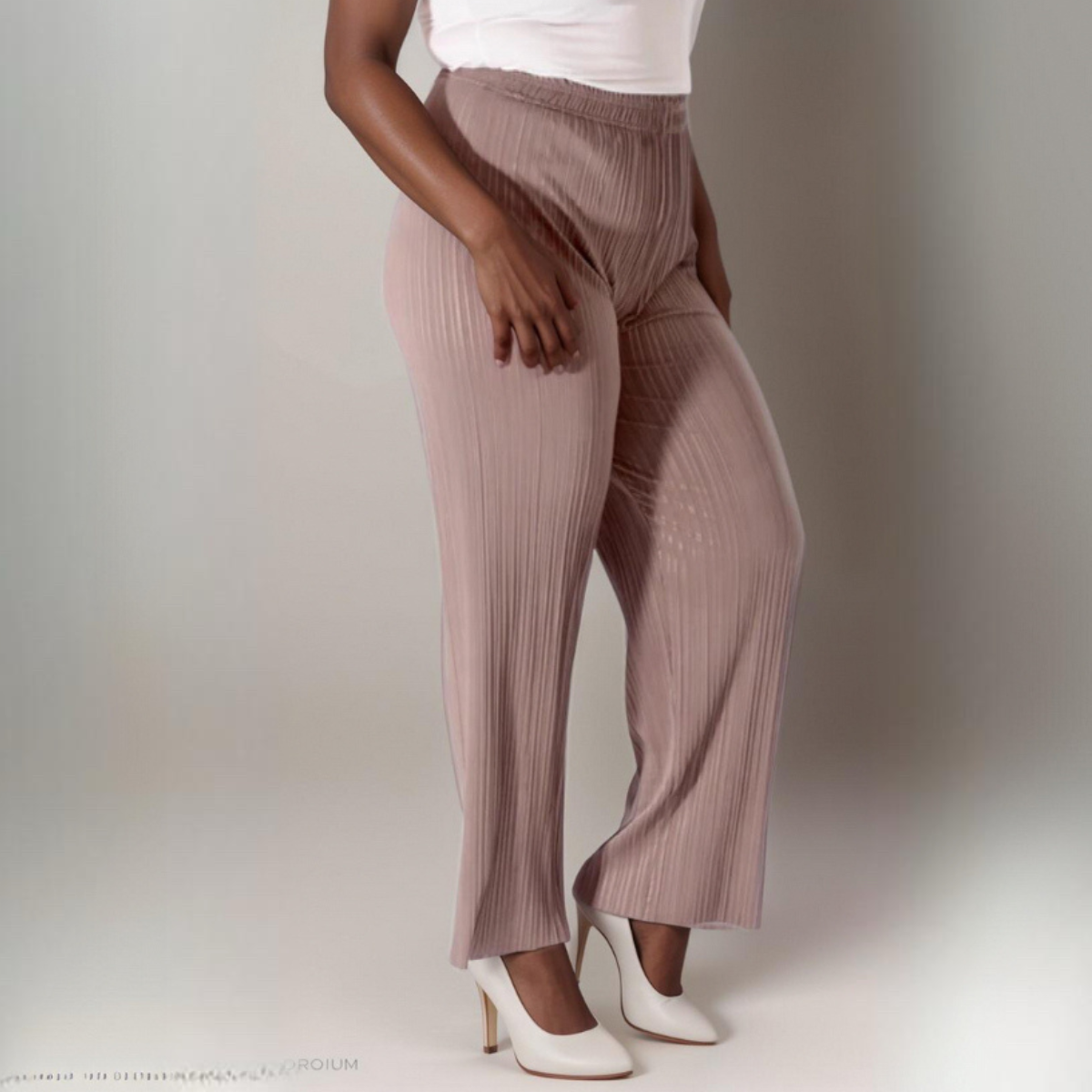 CRINKLE PLEATED ELASTIC WAIST TROUSERS