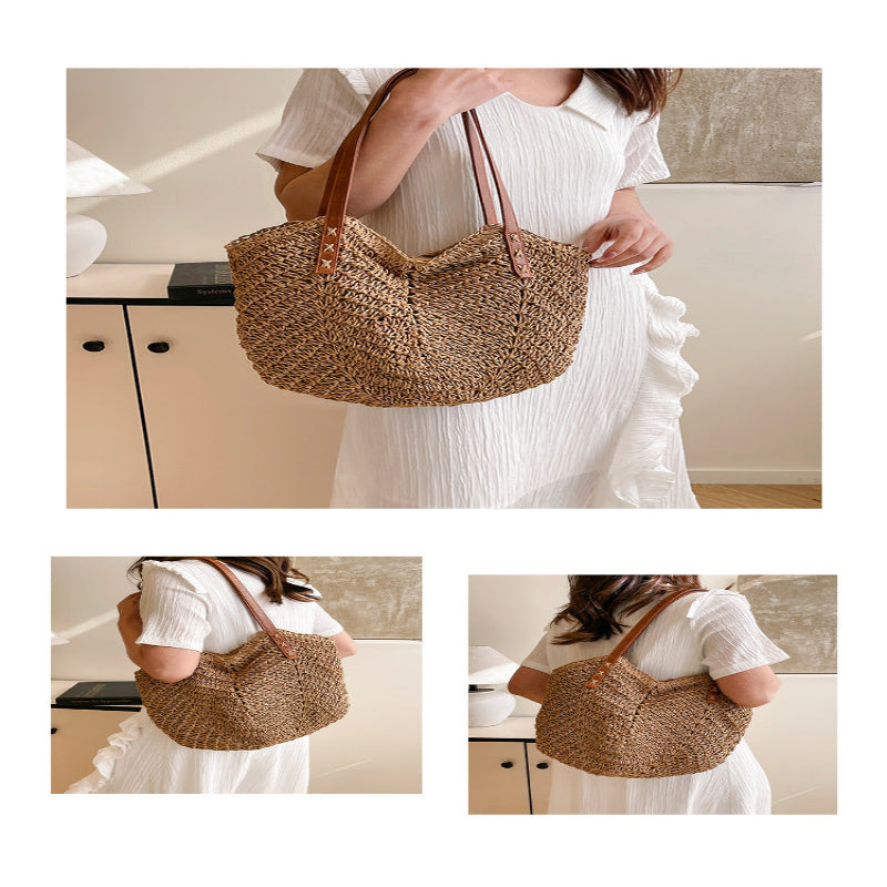 Straw Handbag Holiday Shoulder Bag Fashion Tote Bag