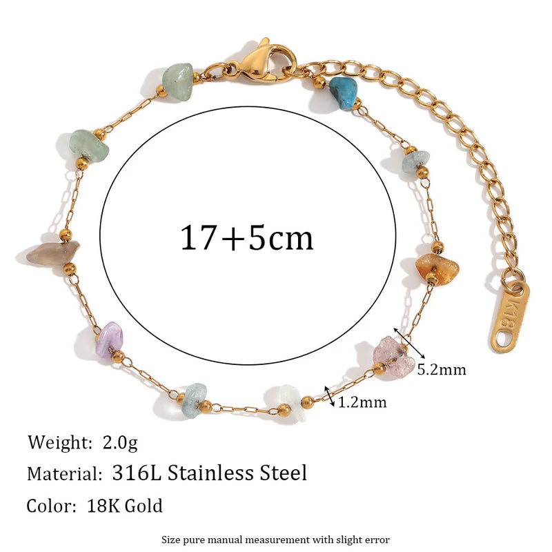 Geometric Natural Stone Bracelet — 18K Gold-Plated Stainless Steel