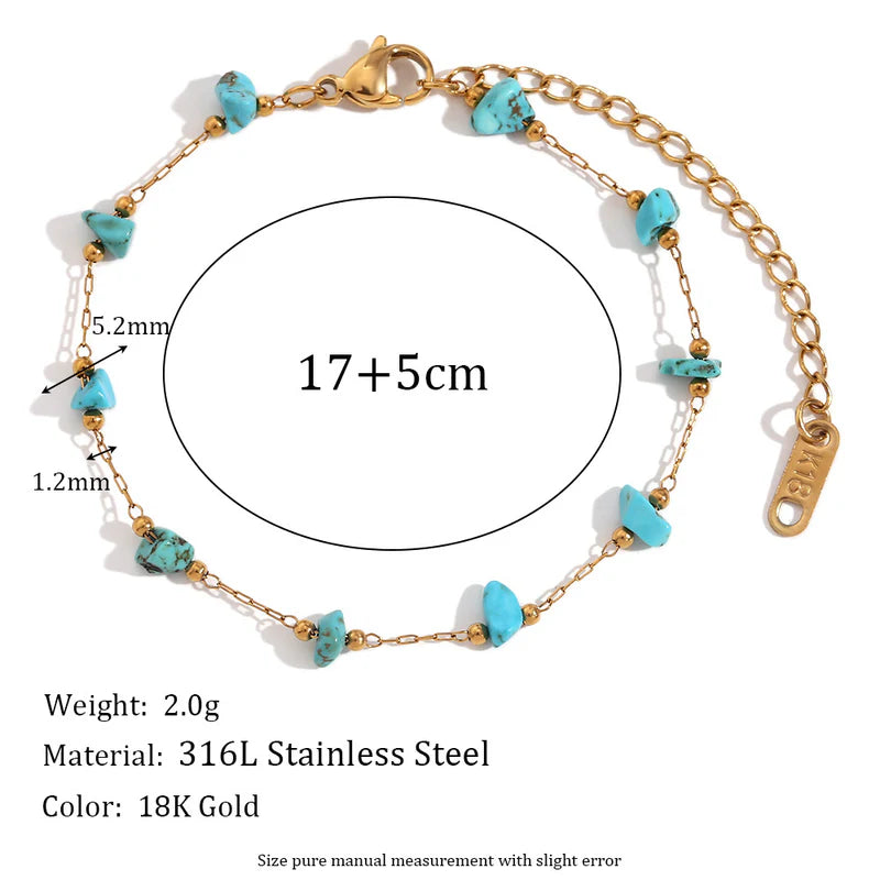 Geometric Natural Stone Bracelet — 18K Gold-Plated Stainless Steel
