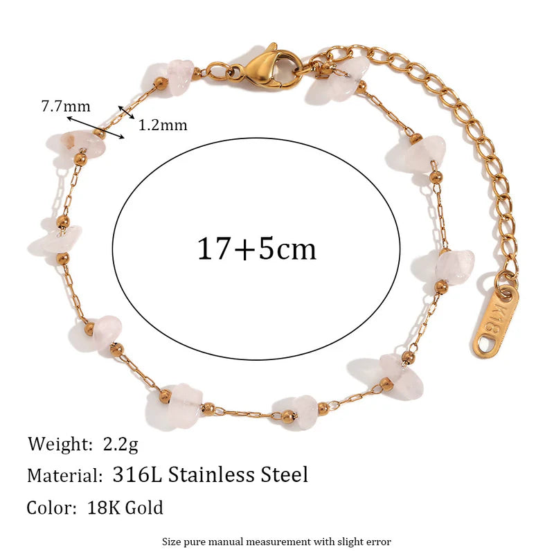 Geometric Natural Stone Bracelet — 18K Gold-Plated Stainless Steel