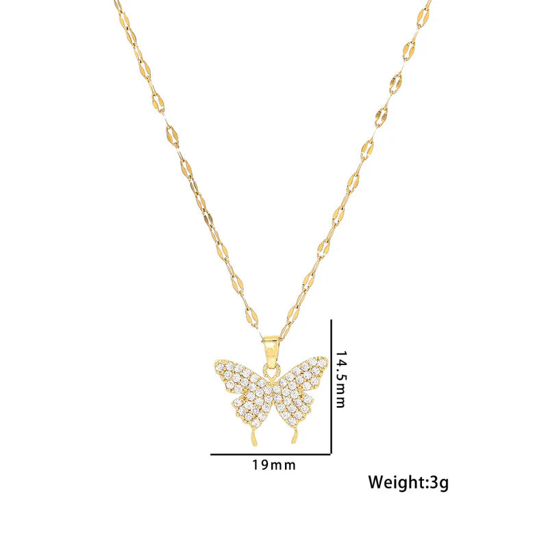 Bow Knot Pendant Necklace — Gold-Plated Titanium Steel on Wavy Chain