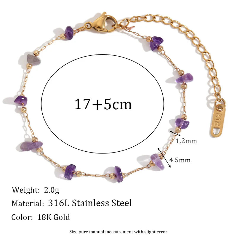 Geometric Natural Stone Bracelet — 18K Gold-Plated Stainless Steel