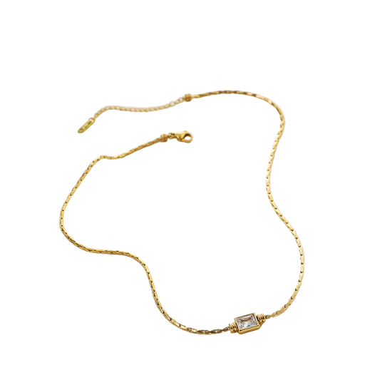 18K Gold Plated Square Zircon Necklace