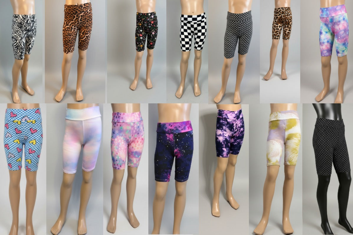 Soft, stretch, girls shorts, choice of pattern & size!