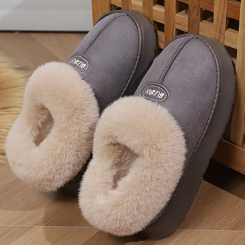 Unisex Warm Plush Indoor Slippers – Low-Top Winter Home Shoes