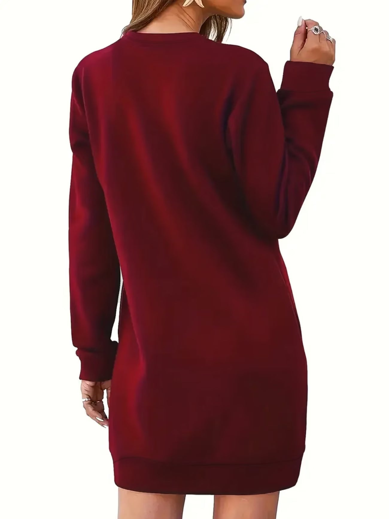 Long Sleeve Top Fleece Sweatshirt Dress
