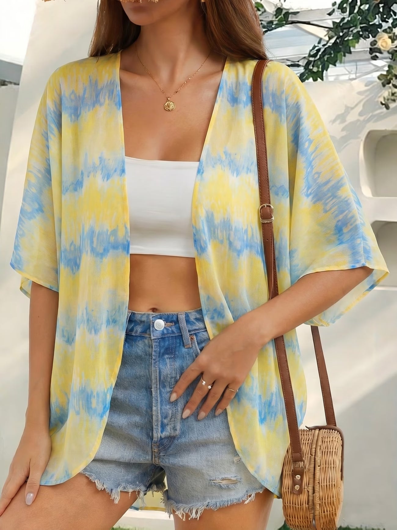 Women's Summer Tropical Floral Print Sheer Kimono Cover-Up – Lightweight