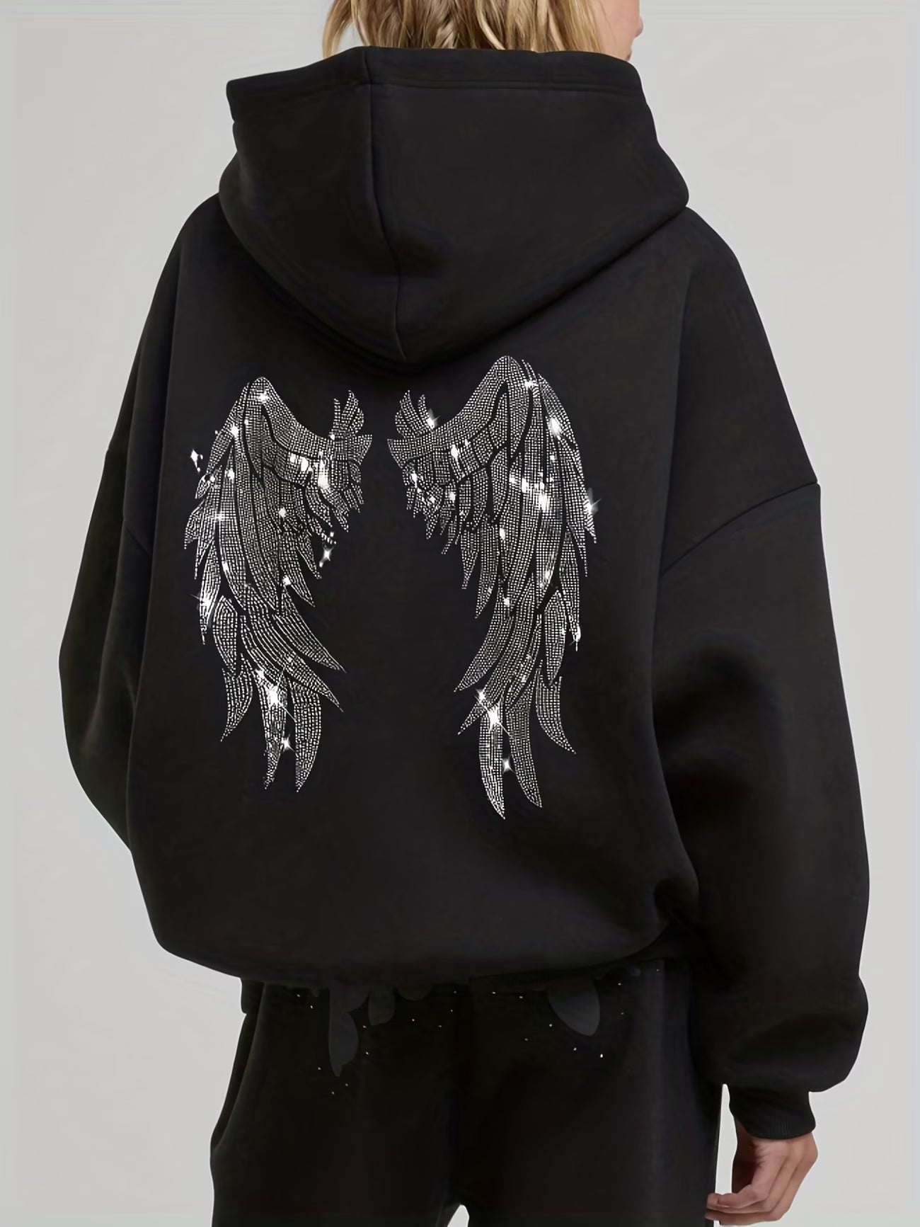 Women's Gothic Angel Wing Print Hooded Sweatshirt