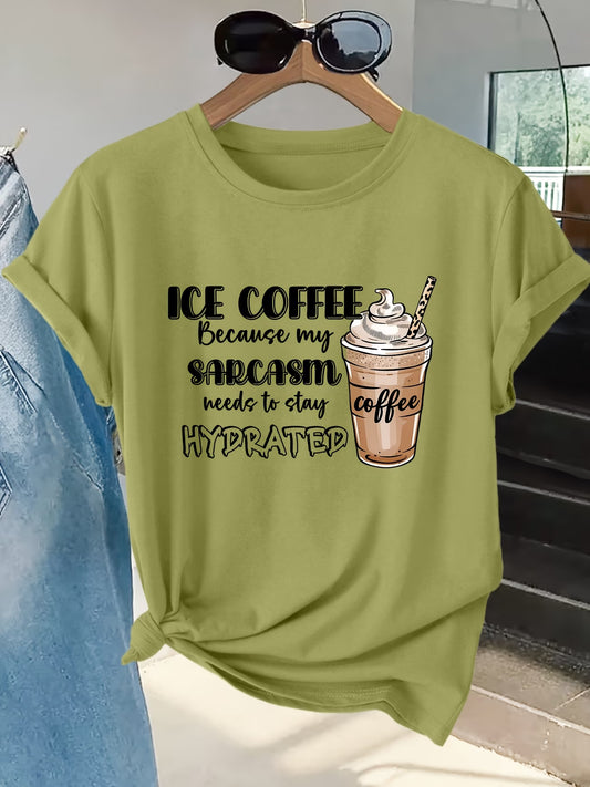 Ice Coffee Leopard Print Graphic T-Shirt