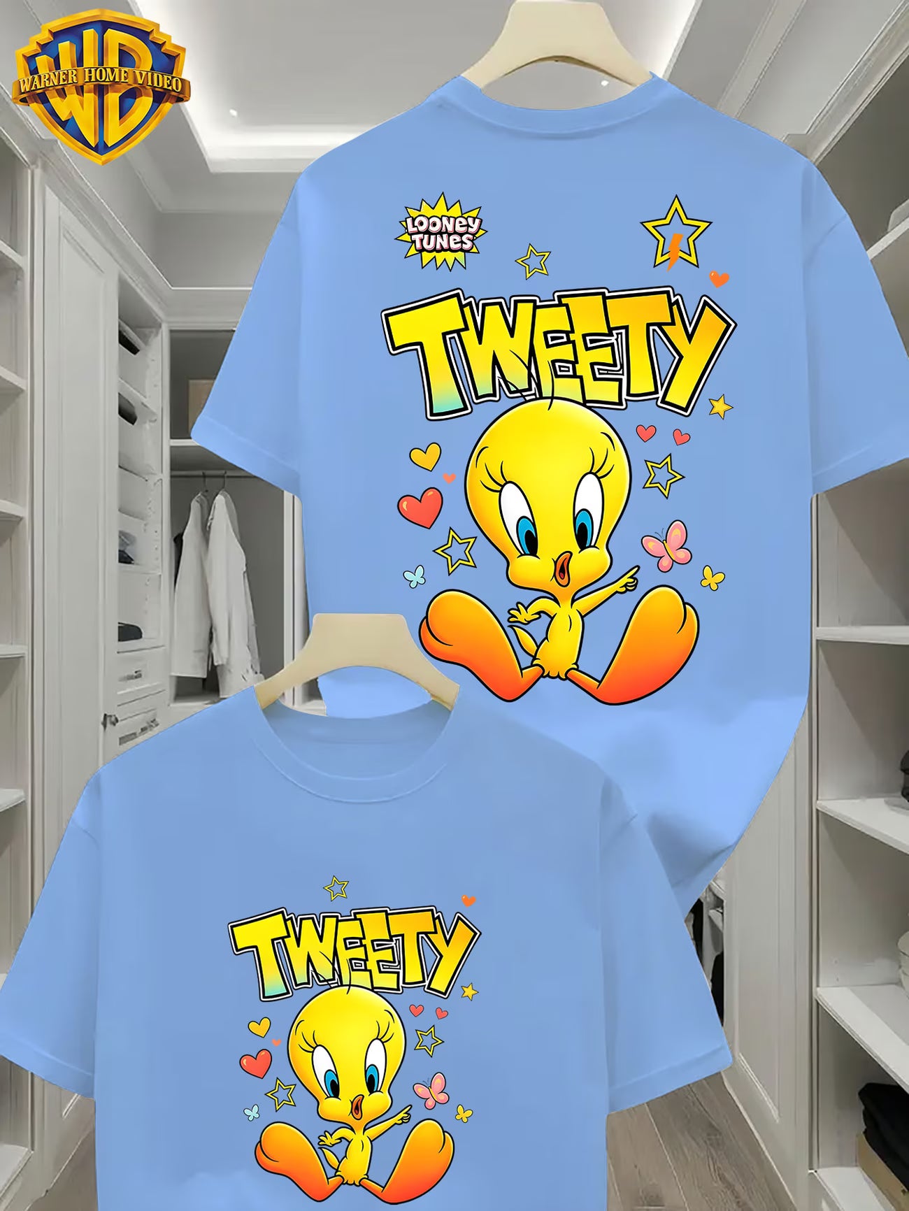 Men's Tweety Love Star Print Comfortable Casual Elastic T-Shirt