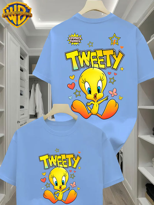 Men's Tweety Love Star Print Comfortable Casual Elastic T-Shirt