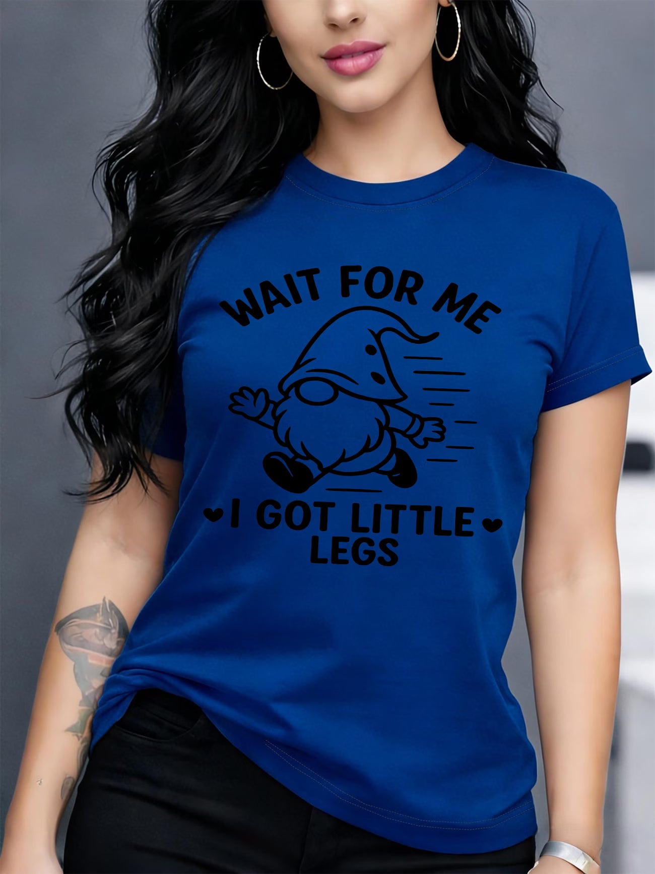 "Wait For Me, I Got Little Legs" Slogan Graphic T-Shirt