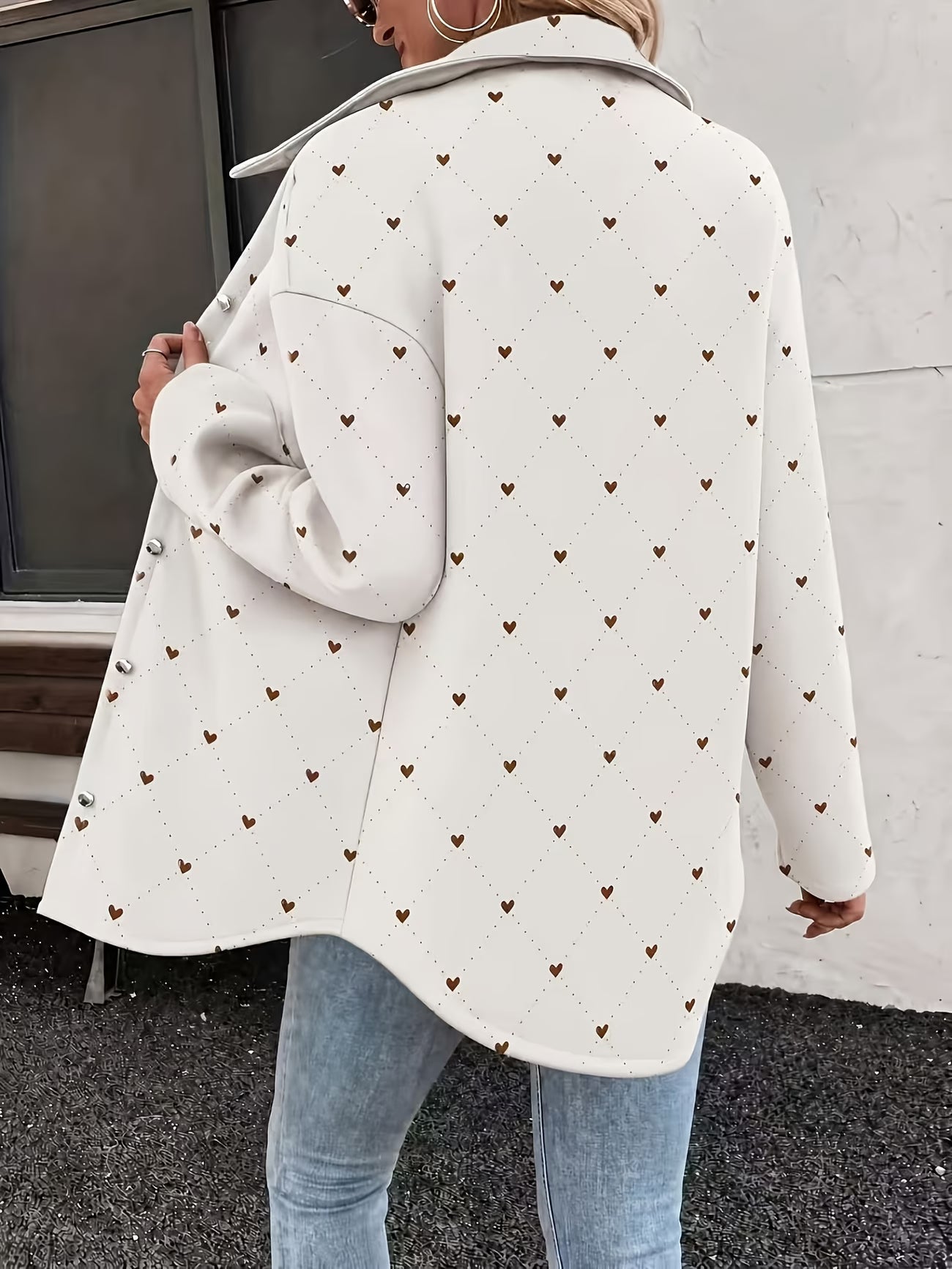 Women's Elegant Printed Lined Jacket – Warm Autumn/Winter Outerwear