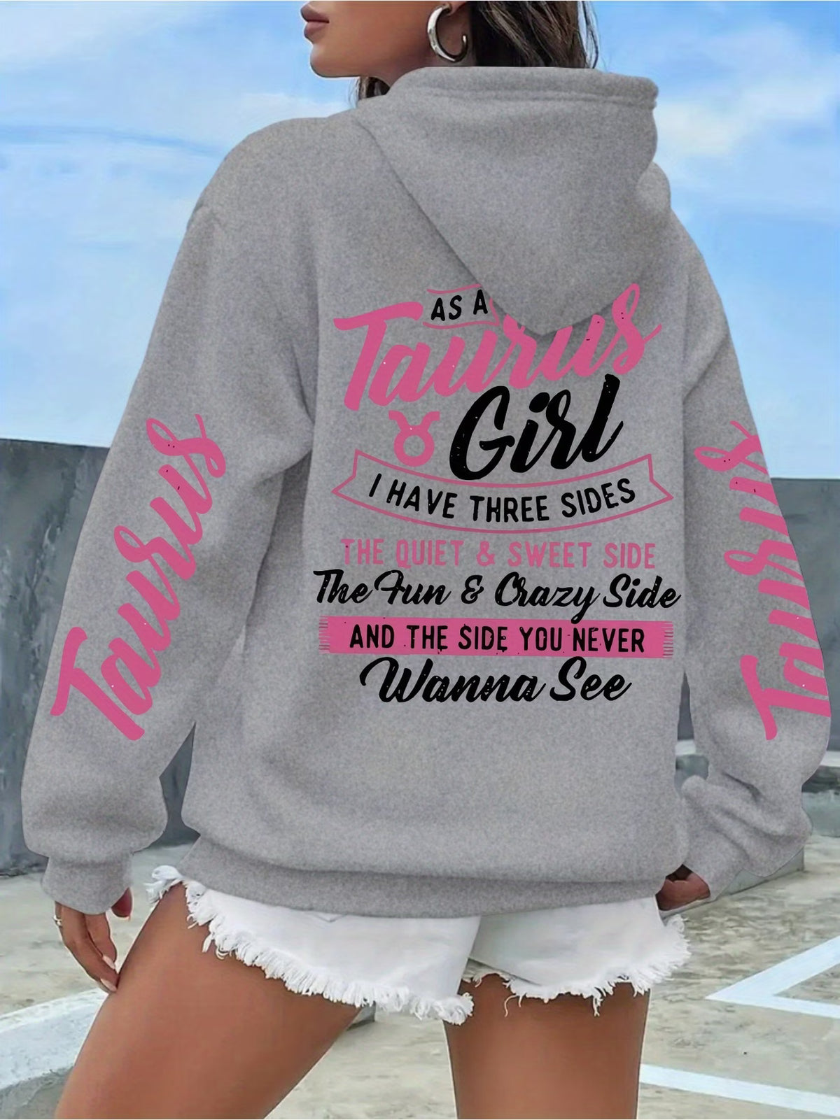 Ladies "Taurus" Letter Pattern Printed Sweater