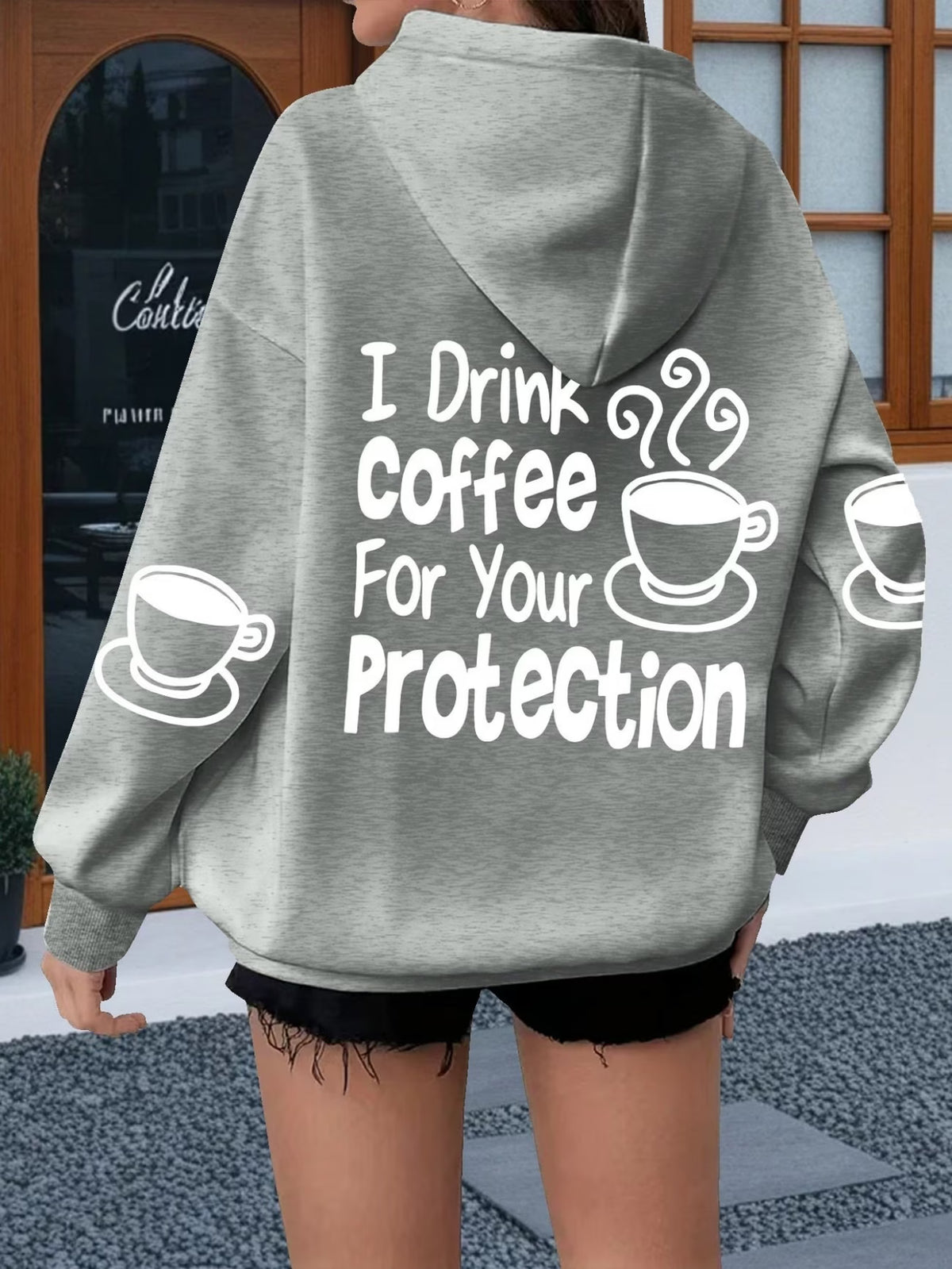 Ladies Coffee Lovers Graphic Pullover Hoodie